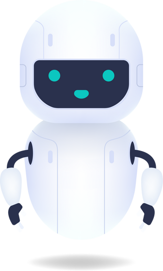 White friendly robot character. Cute and smile AI robot.